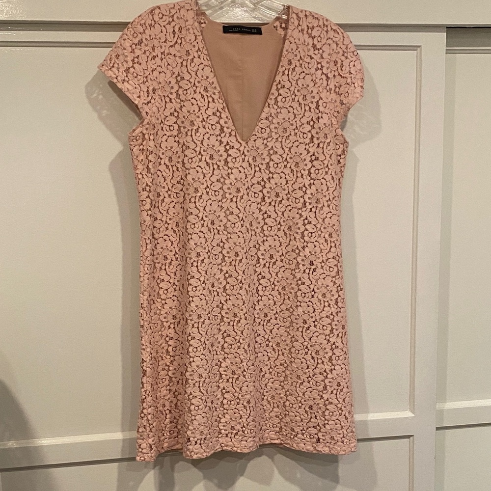 Zara Pink Lace Mini Dress - Picture 2 of 8